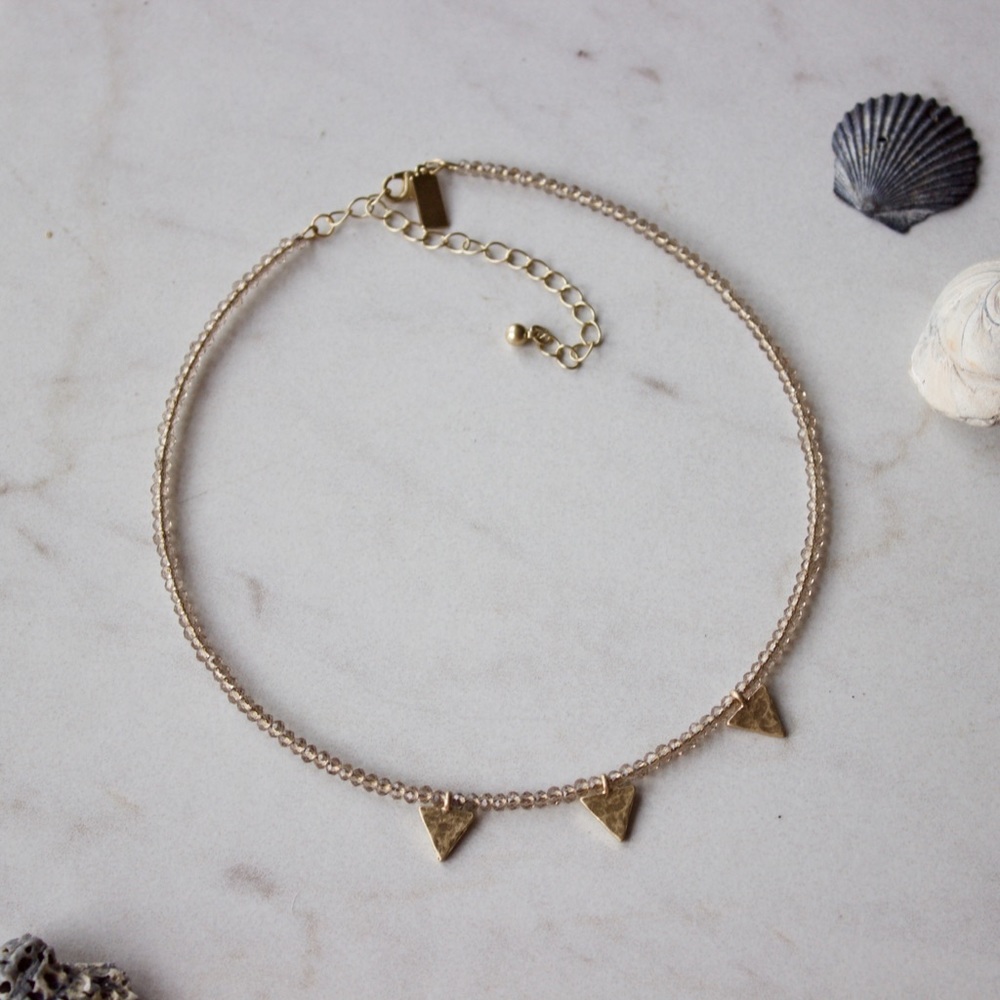 Triple triangle  seed bead choker necklace